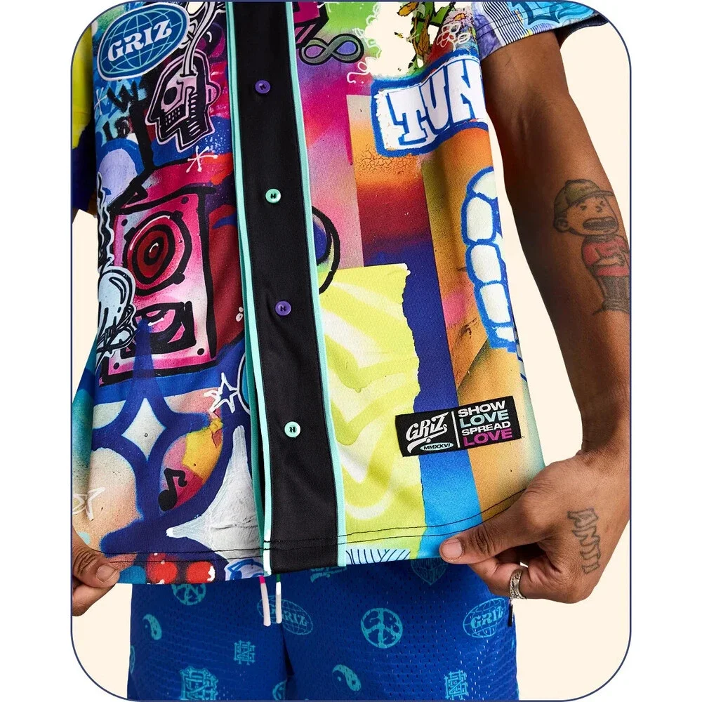 GRiZ - “Stay In Tune” Button Up Team Baseball Jersey Size Small (S) EDM & Rave